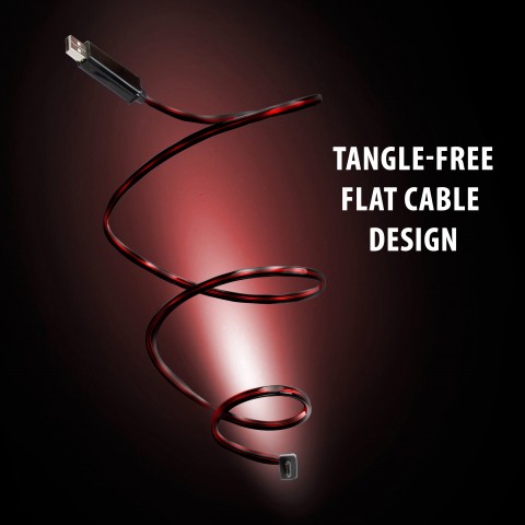 DATASTREAM Micro USB Cable with Red Flowing LED Current