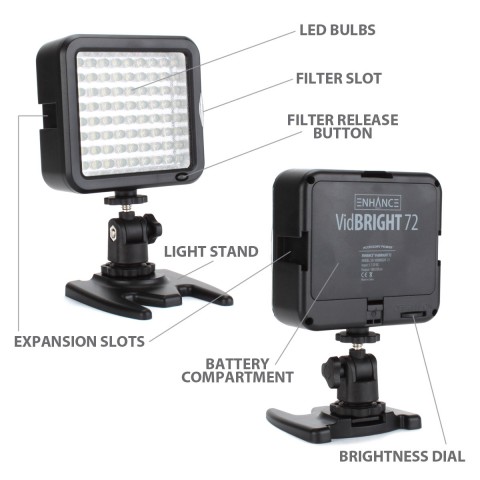 Camera Light Panel w/ High-Power LED Lights , Color Filters & Mounting Options