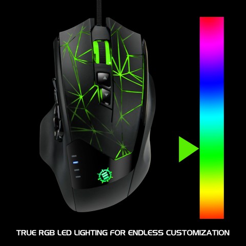 ENHANCE THEOREM Computer PC Gaming Mouse LED - 12 Programmable Buttons for MMO - Black