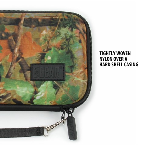 Hard Shell Electronics Case for Hard Drives, iPods, Portable Wi-Fi, Cables, etc. - Camo Woods
