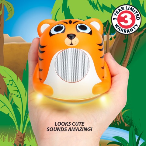 Character Mood Light Speaker w/ Glowing LED Base & 3.5mm Jack - Tiger