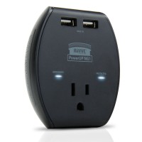 3-Port AC Outlet Adapter with 5V USB Output , Surge Protection & Compact Design - Black