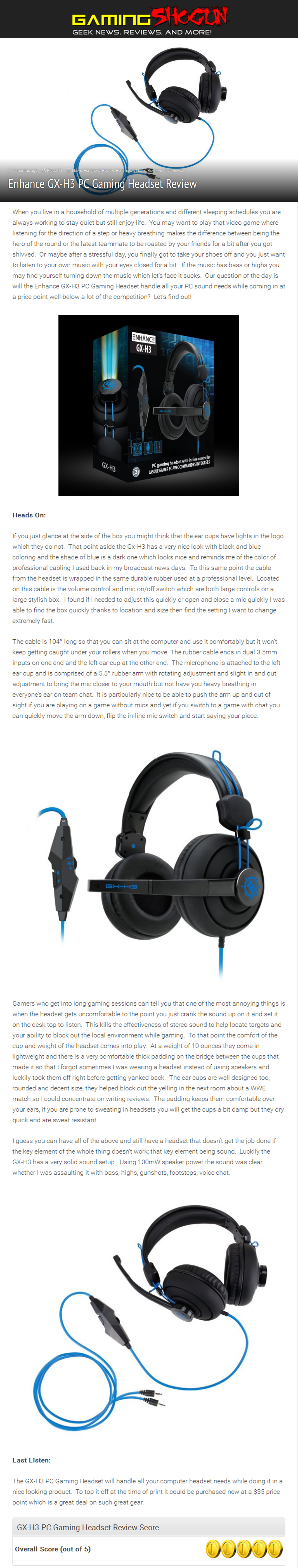 Enhance GX-H3 PC Gaming Headset Review