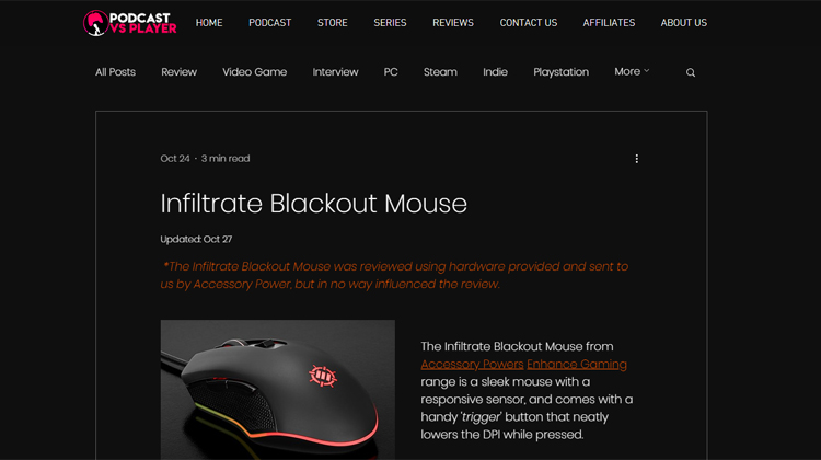 Infiltrate Blackout Mouse PODCAST VS PLAYER REVIEW