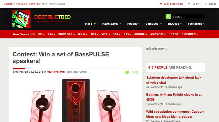 Destructoid GOgroove BassPULSE Speakers Contest