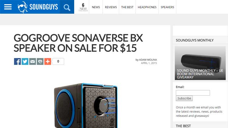 SOUNDGUYS GOgroove SonaVERSE BX Mention