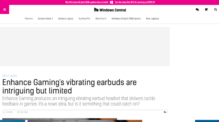 WindowsCentral.com Reviews ENHANCE Vibrating Earbuds