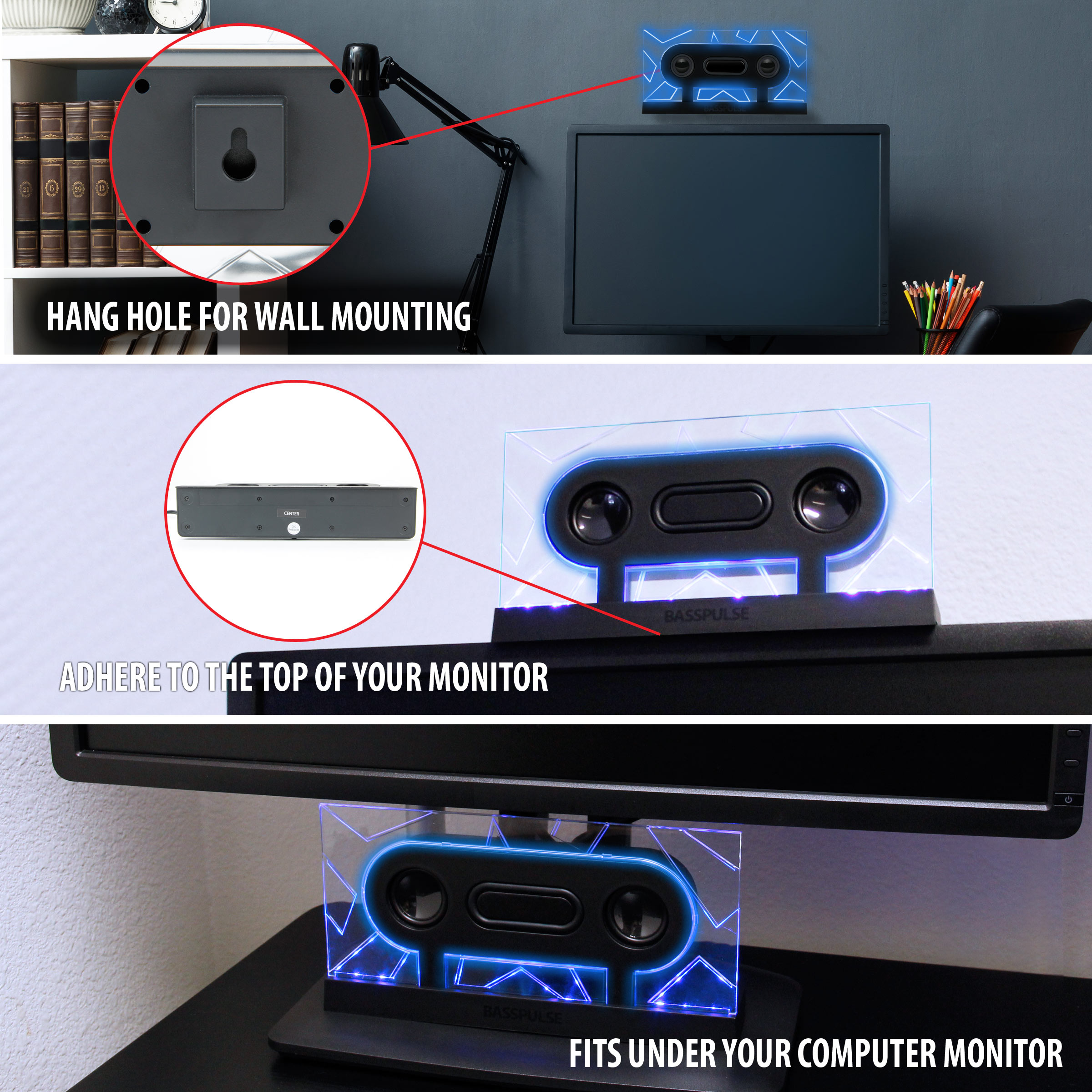 5.1 Surround Sound Computer Speakers with 80 Watts and Blue LED Glow