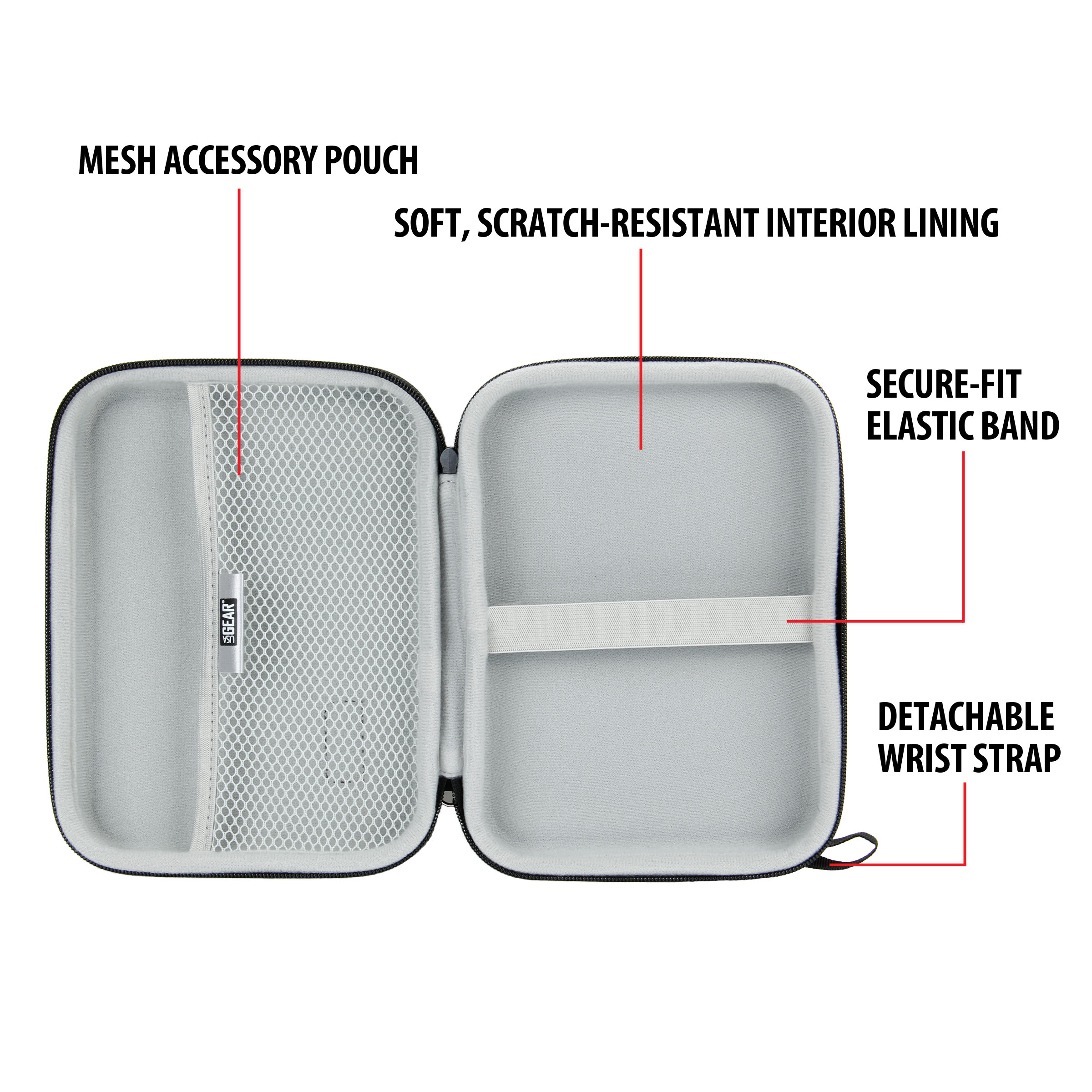 Protective Hard Shell Electronics Carrying Case with Accessory Pocket ...
